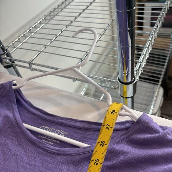 Chico’s Women’s Purple Indian Cotton Blend Scoop Neck Top Size 4 XXL Basics - Picture 3 of 10